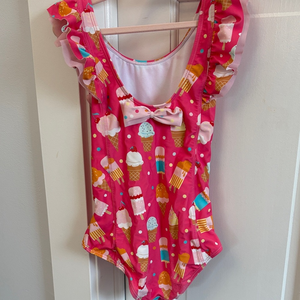 Ruffle Butts Pink Ice Cream Kids Swim One Piece